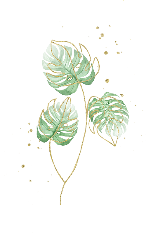 Watercolor Tropical Monstera Leaf